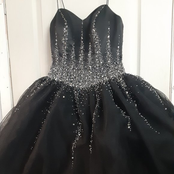 Xcite Prom Dresses & Skirts - Silver and Black Starry Full-Skirted Prom Dress